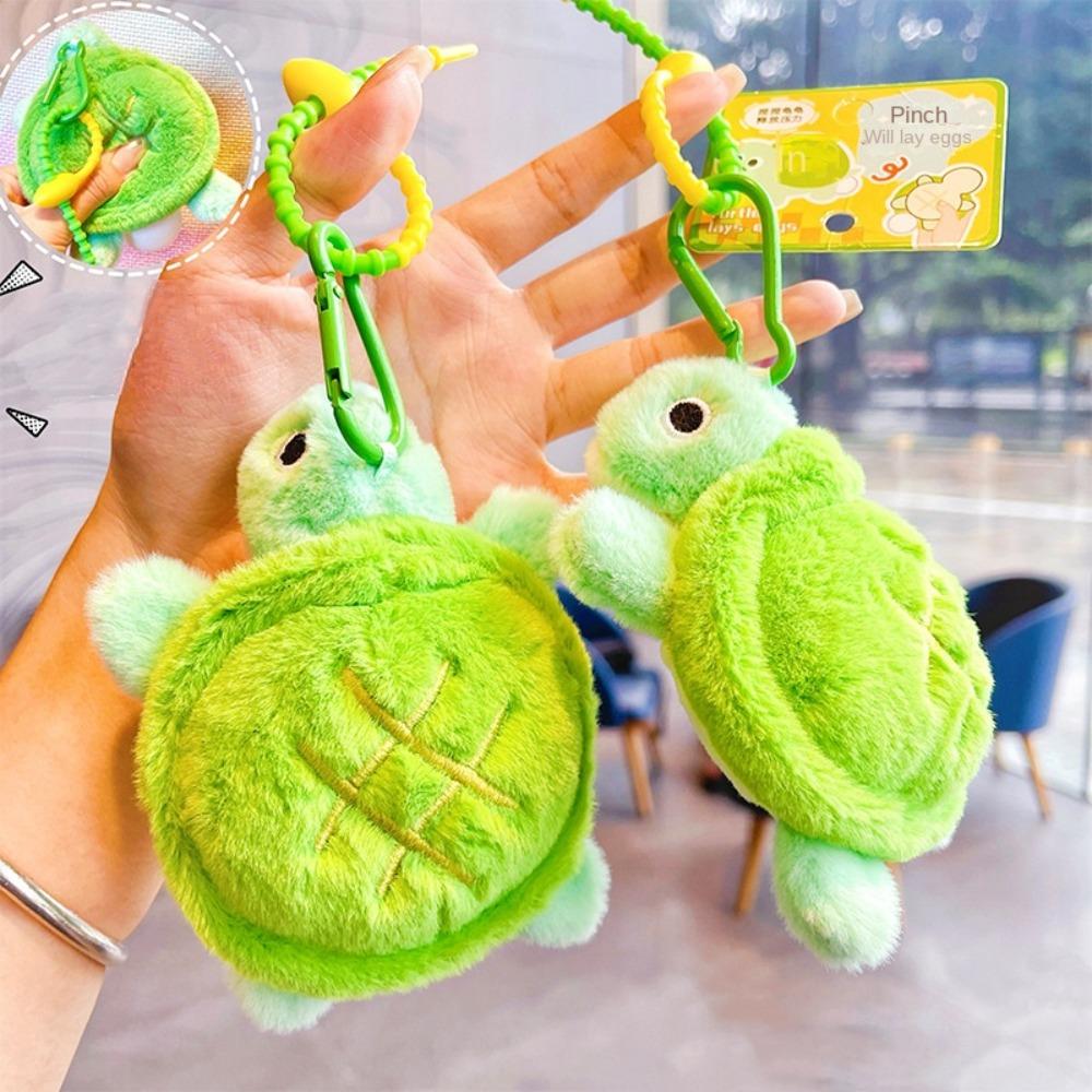 

Release Stress Mint Mamba Turtle Keychain PP Cotton Green Doll Key Ring Hanging Accessory