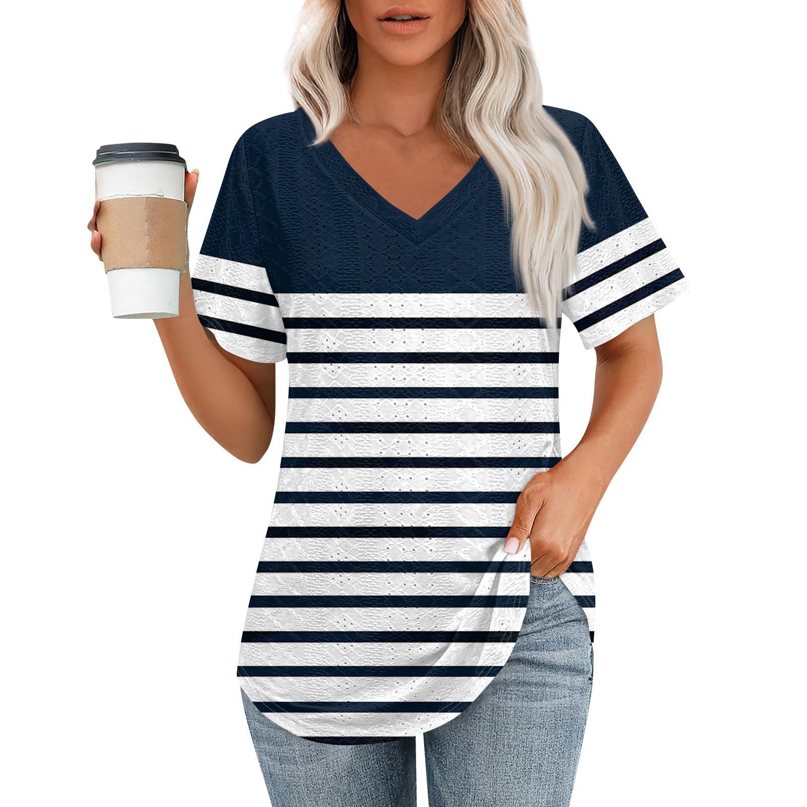 

Женские футболки с V-образным вырезом и коротким рукавом, повседневные топы свободного кроя, базовые футболки с закругленным подолом L