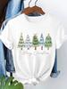 (Asian Size) letter style  Short Sleeve T-shirts  Merry Christmas Women's Top O-neck T Shirt Print  Fashion Casual New Year Clothing Graphic Tee
