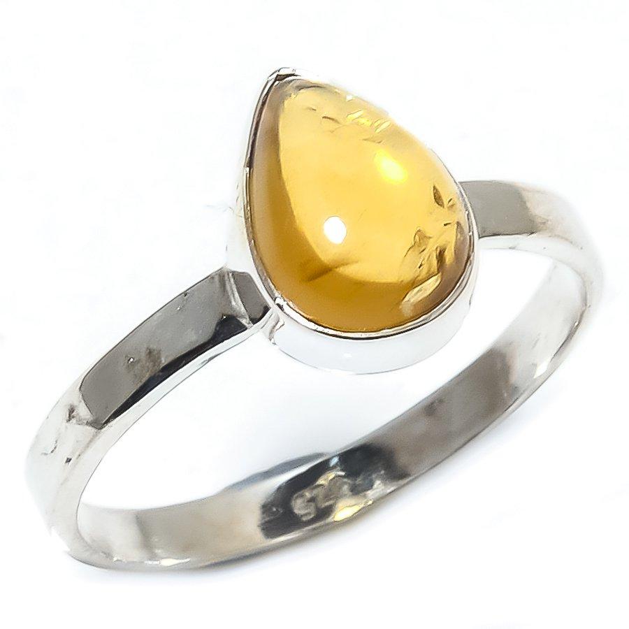 Natural Green Amethyst Gemstone Handmade 925 Sterling Silver Gift Ring S.7 w5L53