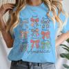 4th Of July Bows America Print Tshirt For Women Summer Casual Tshirts Short Sleeve Tops July 4th Gifts Independence Day Tshirt