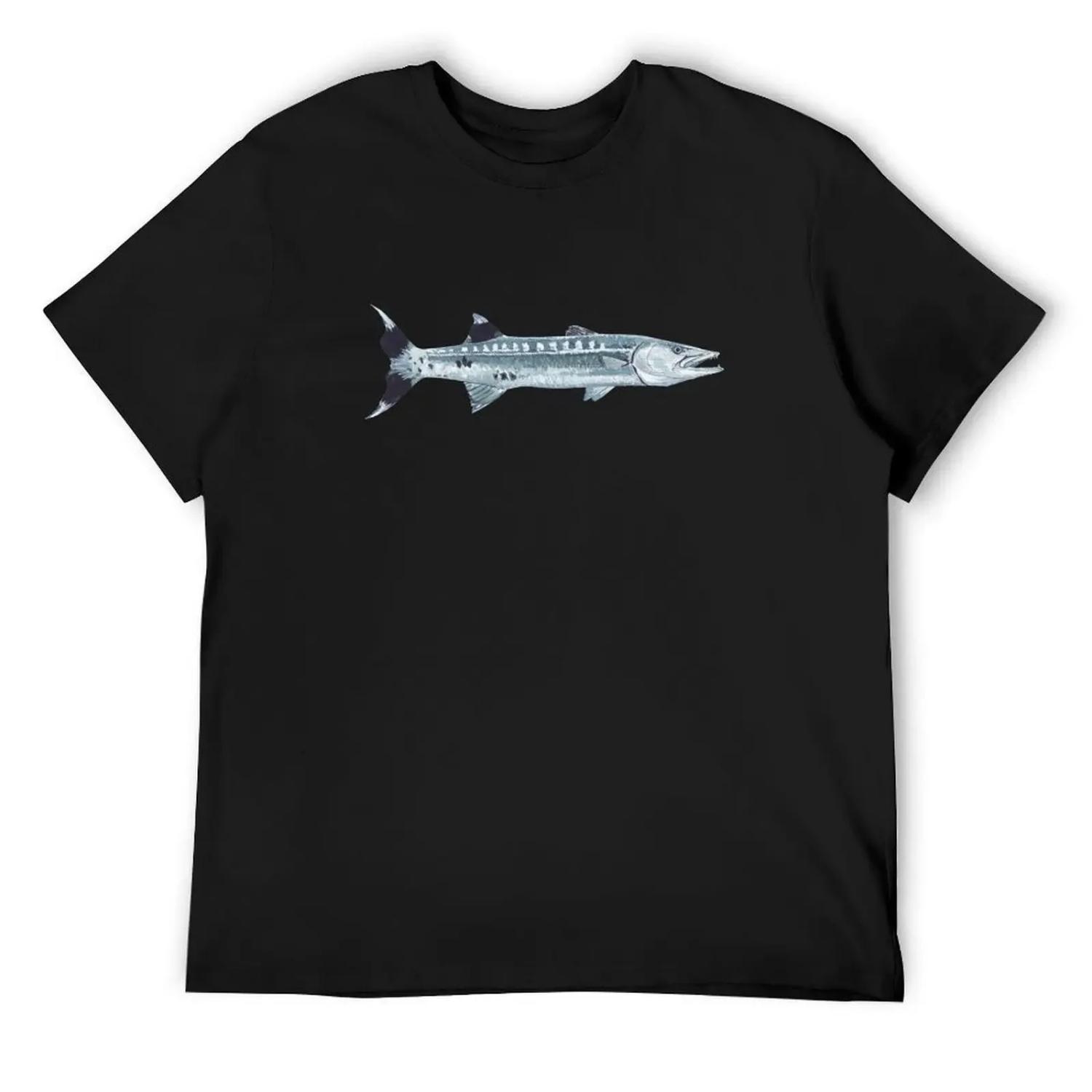 Футболка GREAT BARRACUDA-Sphyraena barracuda оверсайз корейская мода футбольная футболка рубашки мужские с принтом S