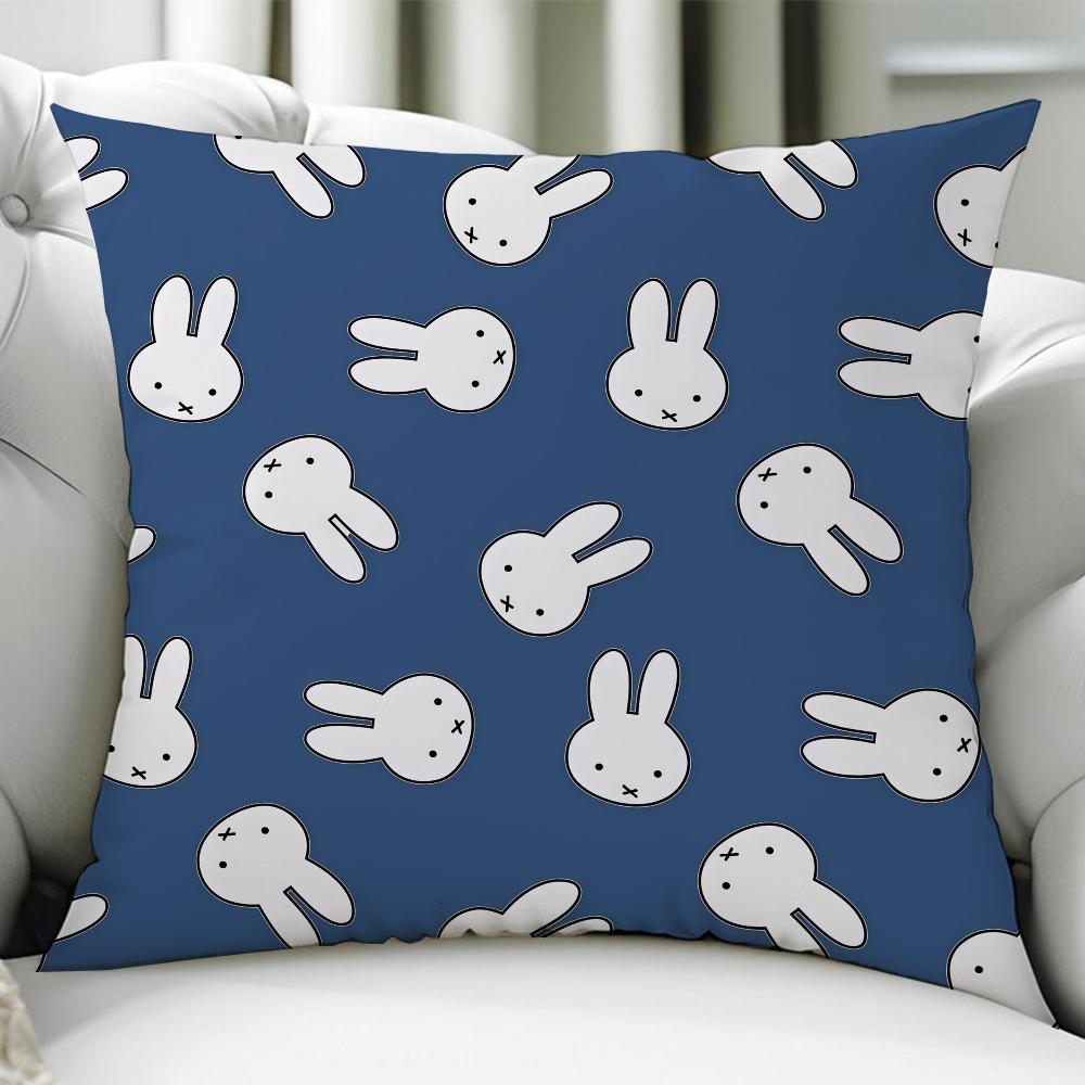 Animation Cute M-Miffy-Es Cushion Cover Birthday Anniversary Gifts Double Sided Printed Zipper Cushion Cover Soft Skin Bedding