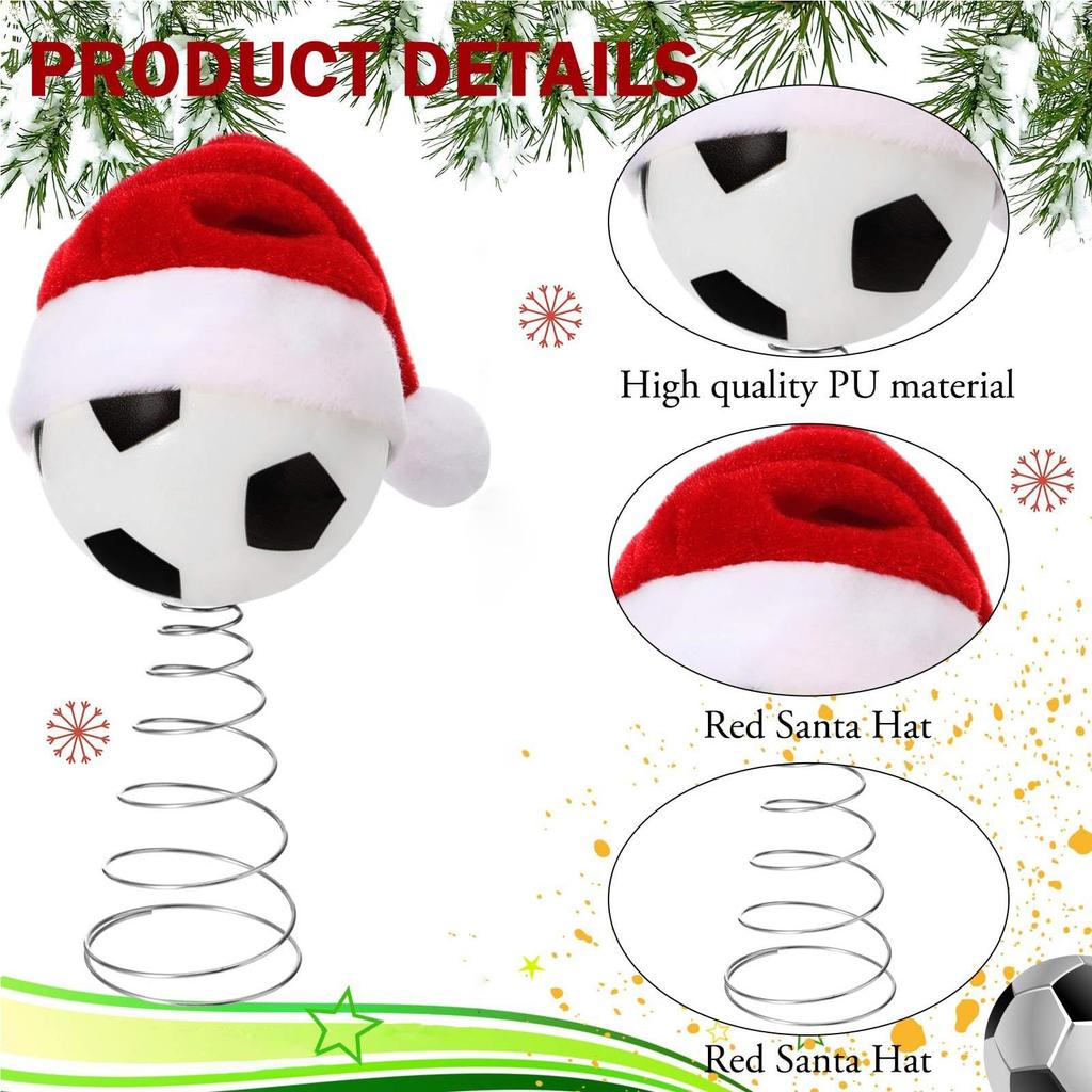 Christmas Tree Top Football Soccer With Santa Hat Tree Decor Christmas Tabletop Ornament for Outdoor Winter Holiday Studio