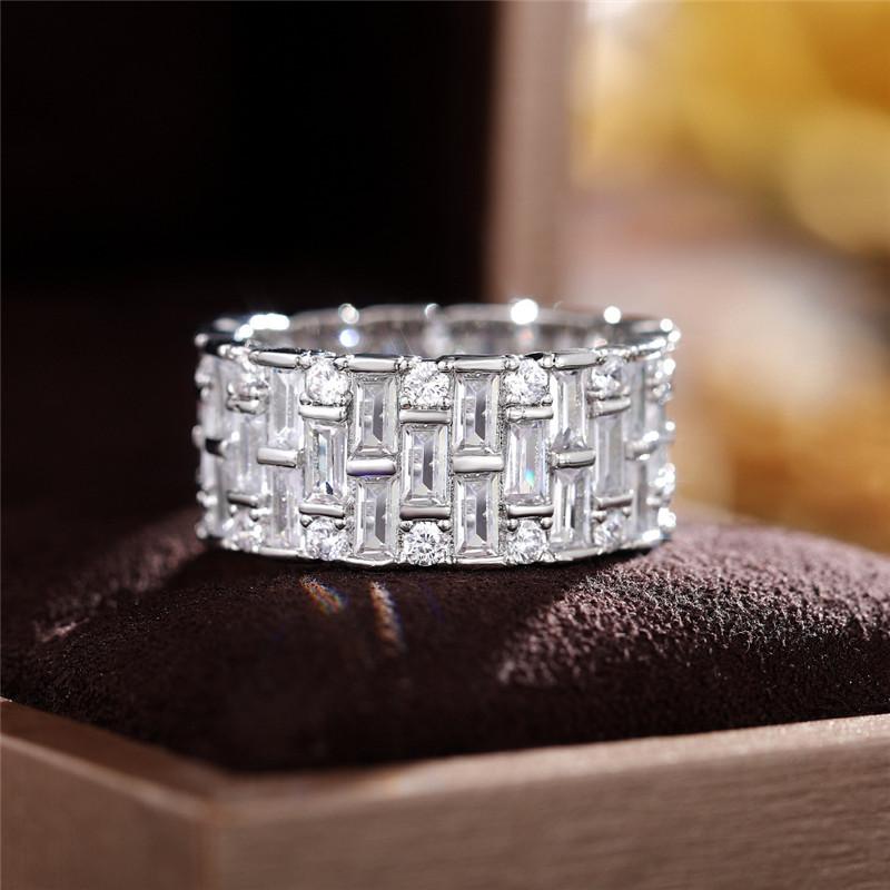 Luxury 925 Sterling Silver Women Wedding Rings Geometric CZ Simple Stylish Female Accessories High Quality Statement Jewelry