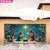 2D door curtain, 1 piece, ASOONYUM large Christmas horse trough scene banner, including Mary, Joseph, Jesus, reindeer, a