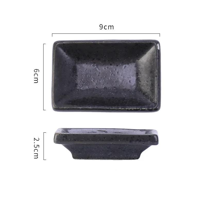 4Pcs Ceramic Rectangle Small Sauce Dish Japanese Style Flavoring Sushi Mustard Plate Soy Sauce Cherry Blossom Pepper Tray Home