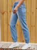 Women's Casual Light Blue Elastic Waist Denim Pants