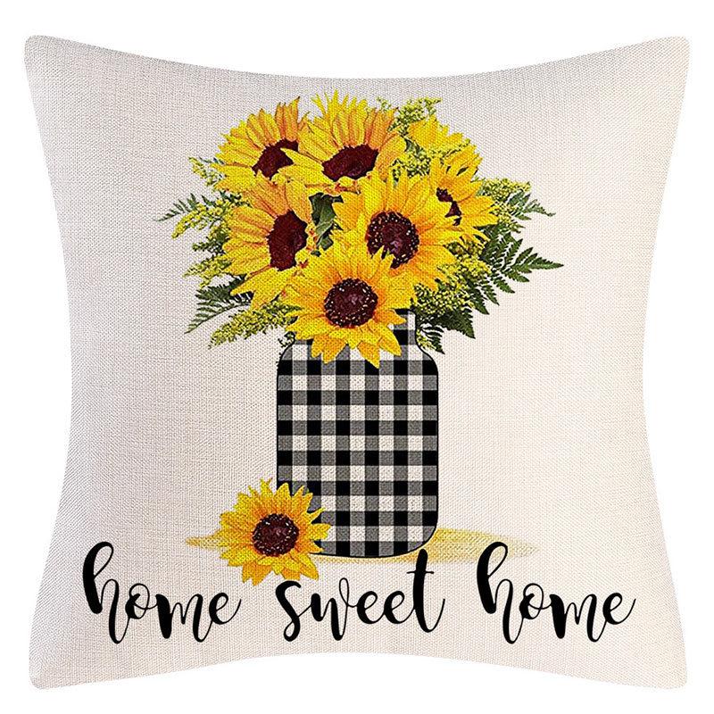 Pillow Case Spring Throw Pillow Case Flower Truck Farm Print Home Decor Cushion Cover Back Cushion