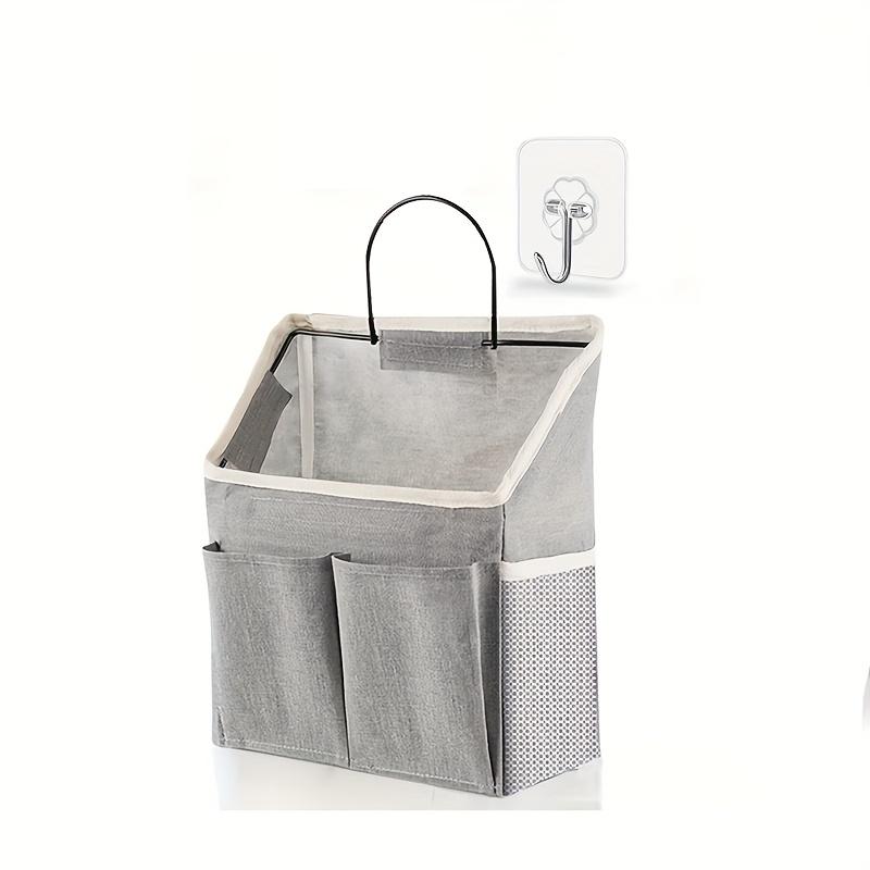 

1 шт. Милый настенный органайзер для хранения - Тканевый органайзер без сверления с несколькими отделениями, Дизайн бежевого и черного цветов для общежитий, домов или офисов серый