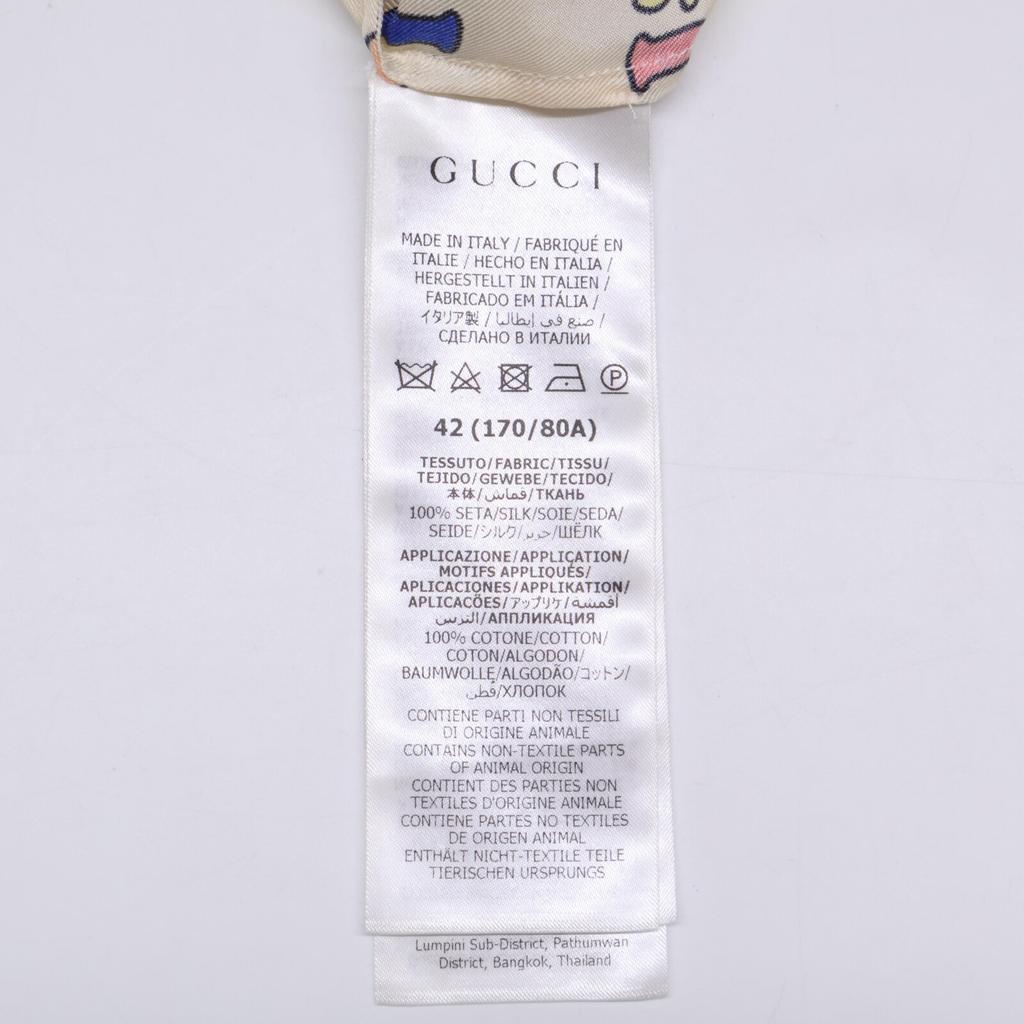 GUCCI 734121 All-over print silk shirt tops 42 Beige multicolorUsed