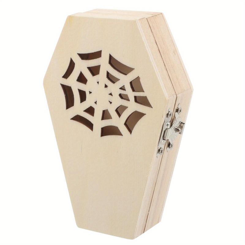 1pc Halloween Box with Lids Halloween Decorations Mini Wooden Coffin Box Treat Candy Box Halloween Coffin Box for Party