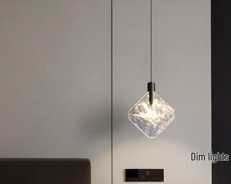 Minimalist Italian Crystal Bedside Pendant Light - Luxury Small Bedroom Accent