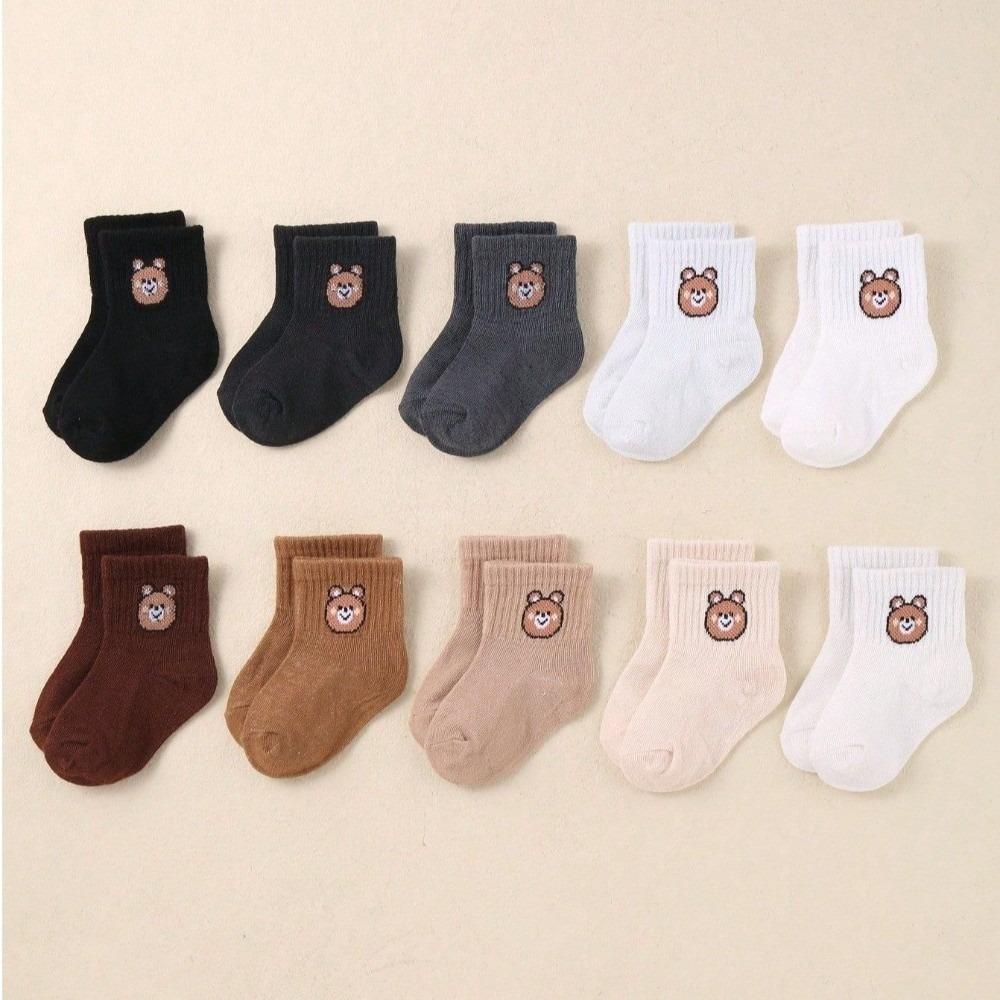 10 Pairs Soft Cotton Children Socks Cartoon Bears Boys Girls Socks NEW Kids Short Socks  Casual Wear S-For Age 0-1