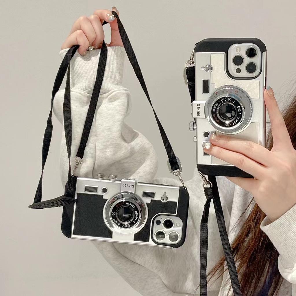 Creative Stereoscopic Camera Compatible with iPhone 17 Pro Max, iPhone 16 Case, 15/14 Crossbody Lanyard, 13