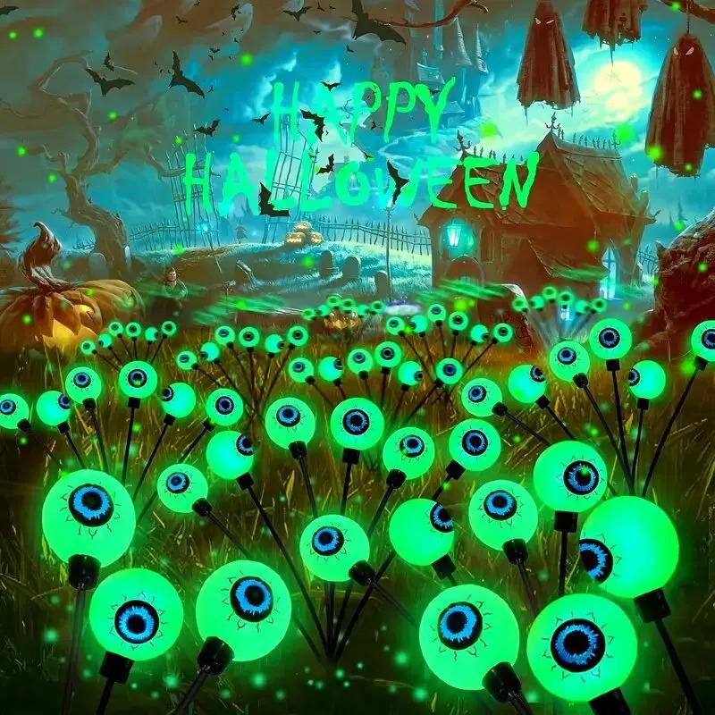 Solar Powered Halloween Eyeball String Lights with Ground Stakes - SpookyOutdoor Garden Party Decor for Halloween & Christmas