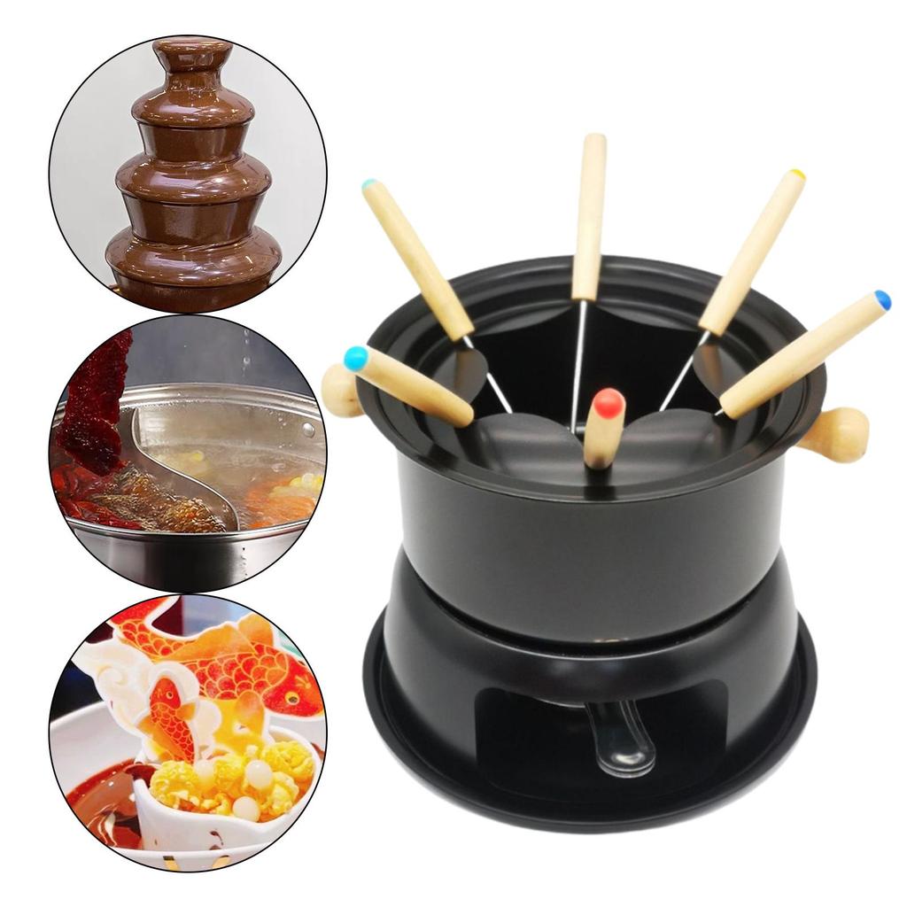 Removable Fondue Set easy to clean with 6 Forks Pot for Chocolate Sauces Caramel