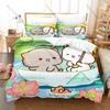 Personality Adorable Peach And Goma Cat Bedding Set New Sweet Couple Printed Duvet Cover Soft Bed Set For Girls Kids Room