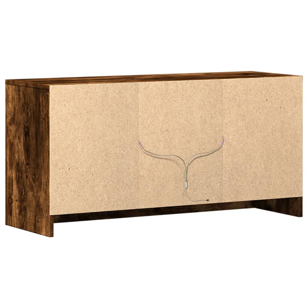 TV Cabinet with LED Lighting Smoked Oak Finish 100 x 34 x 50 cm