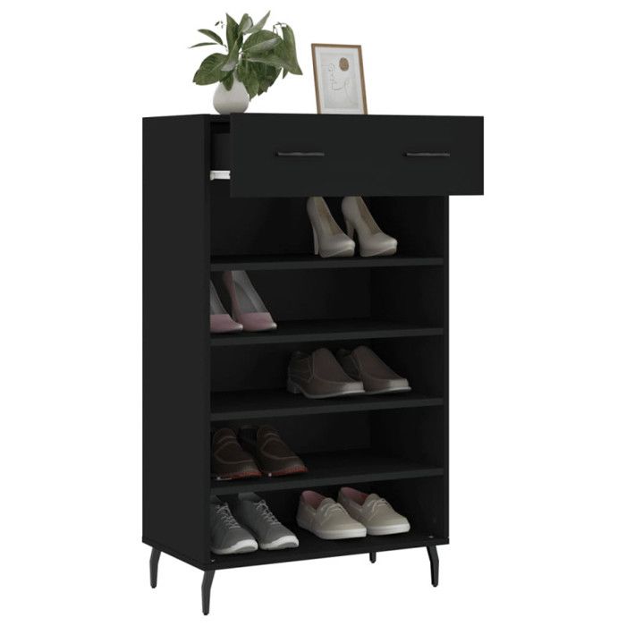 VidaXL Shoe Cabinet Black 60x35x105 Cm Engineered Wood 829629