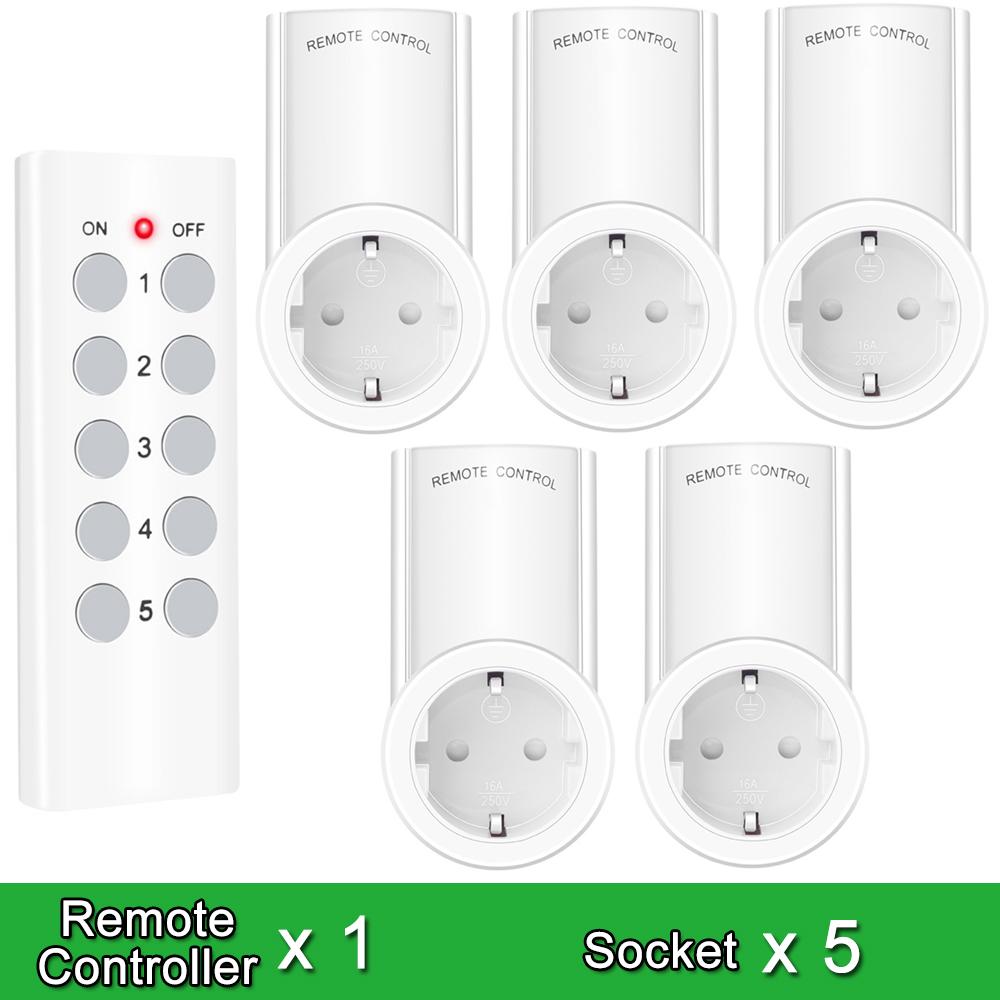 Wireless Smart Remote Control Power Outlet Light Switch Plug Socket Power Outlet Socket EU Plug with Remote Control