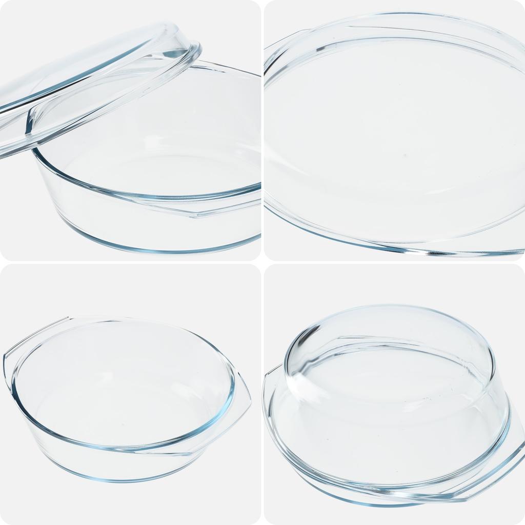 KADAX Heat-Resistant Dish with Lid for Baking Round Glass