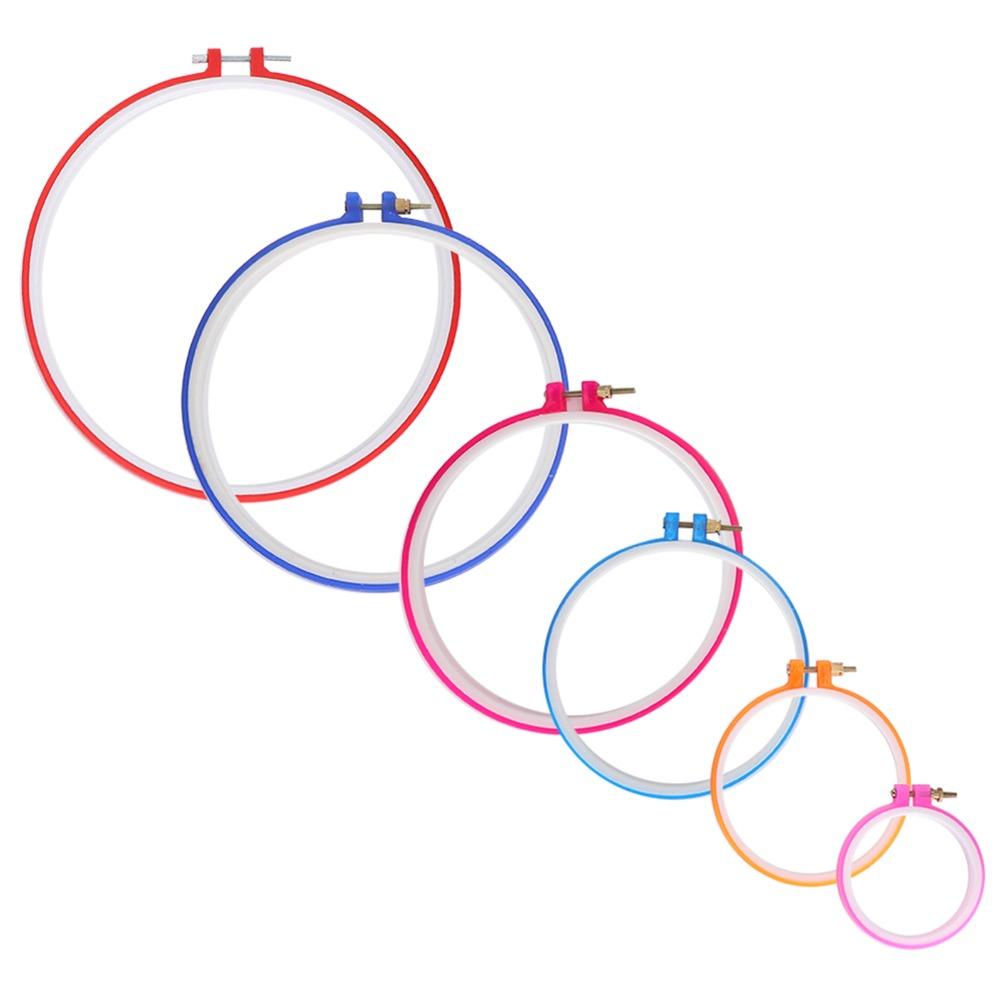 6pcs Adjustable Design Embroidery Hoop Set Plastic Adjustable Hoop Ring For Embroidery