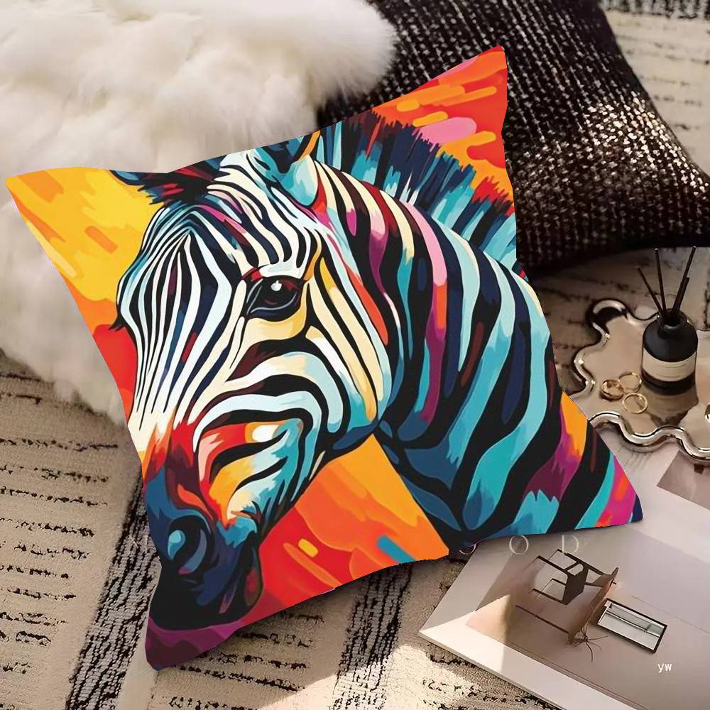 Abstract Zebra Color Pillow Case Fashion Square Pillowcase Bedroom Sofa Room Ins Decoration Leisure