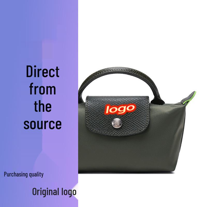 Dragon Inlaid Nylon Dumpling Shoulder Bag with Mobile Pocket