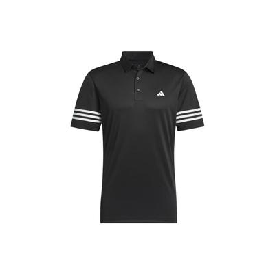 3-Stripes Polo Shirt Solid Logo Stripe Short Sleeve Polo Men Tops Black IU4360