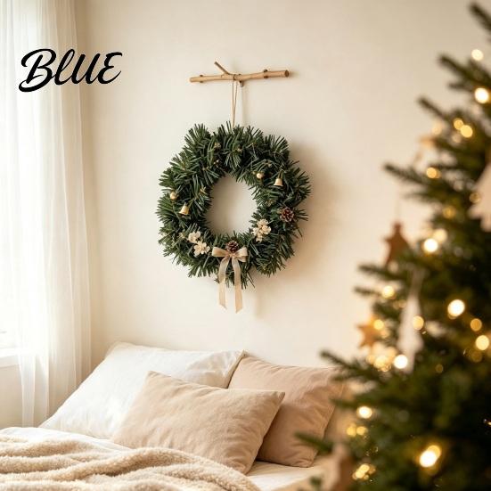 Künstlicher Weihnachtskranz Norfolk-Tanne für Haustür Unechte Grüne Nadeln Natürliche Optik Kranz Winter Bauernhaus Feiertags-Hänge-Dekoration Veranda Fenster