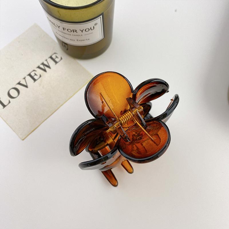 Floral Delightful Hair Clip In Vibrant Jelly Red And Amber For Chic And Styles Sweet