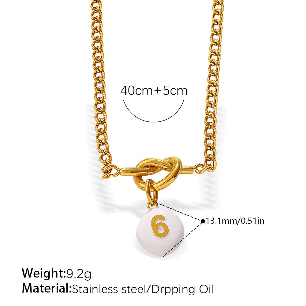 Summer Beach Wind Dopamine Contrast Digital Card Knotted Necklace Gold Plated Stackable Collarbone Chain