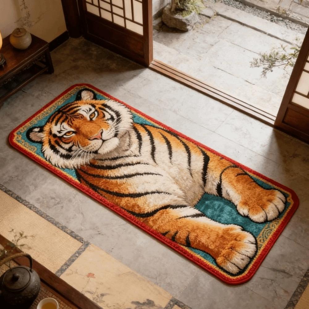 2D Flat Tiger Doormat Water-absorbing Bedside Rug Unique Bedroom Carpet  Home Decor