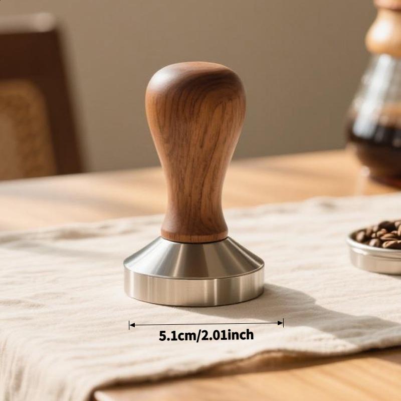 Coffee Press Powder Hammer Solid Wood Handle 304 Stainless Steel Press Powder Cloth Powder Coffee Machine Special Accessories