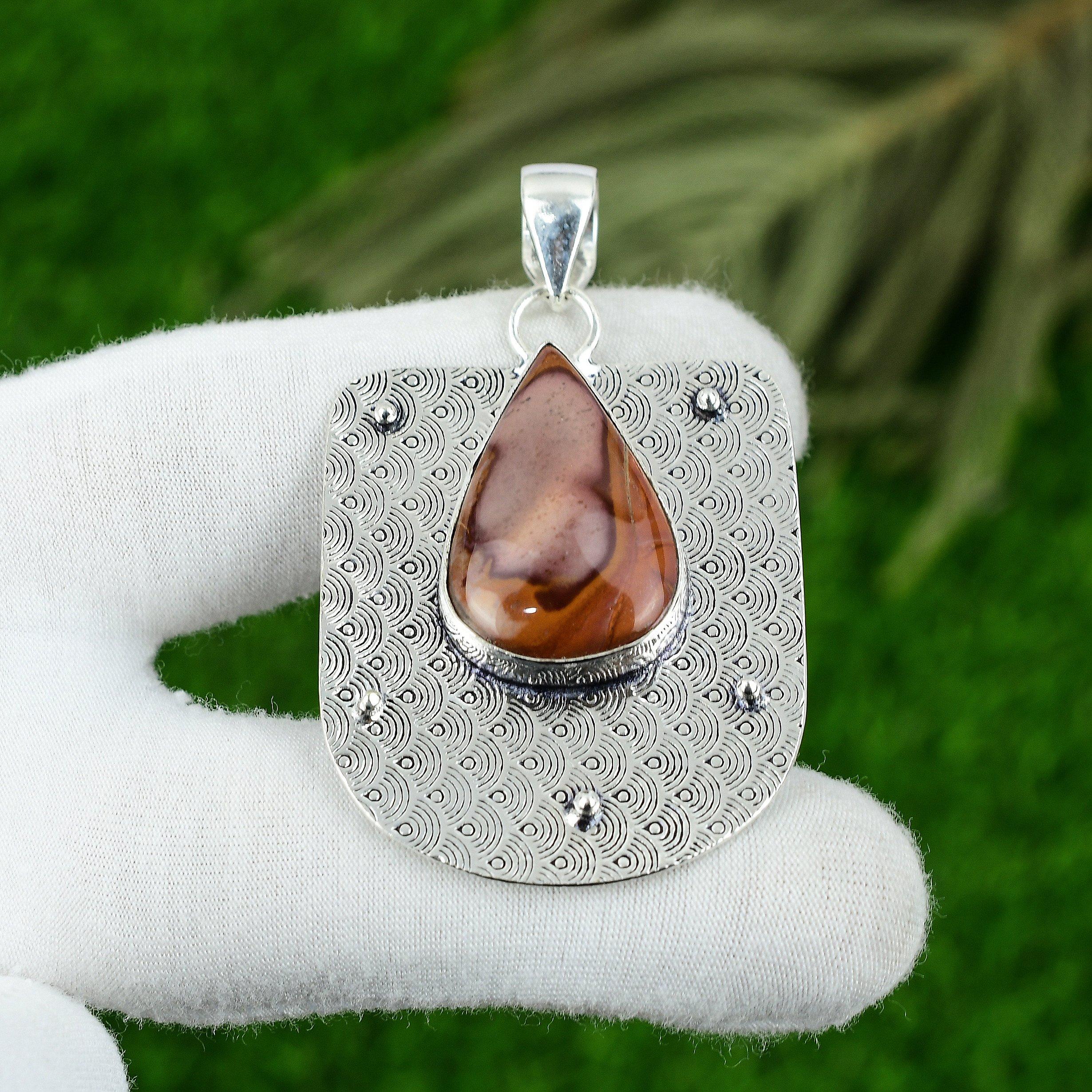 

Подвеска из натурального камня Норина Джаспер, серебро 925 пробы, индийские украшения