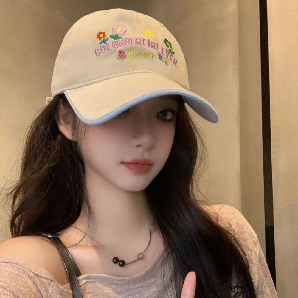 Hip Hop Floral Baseball Cap Cotton Streetwear Hats Fashion Peaked Cap For Women Girls