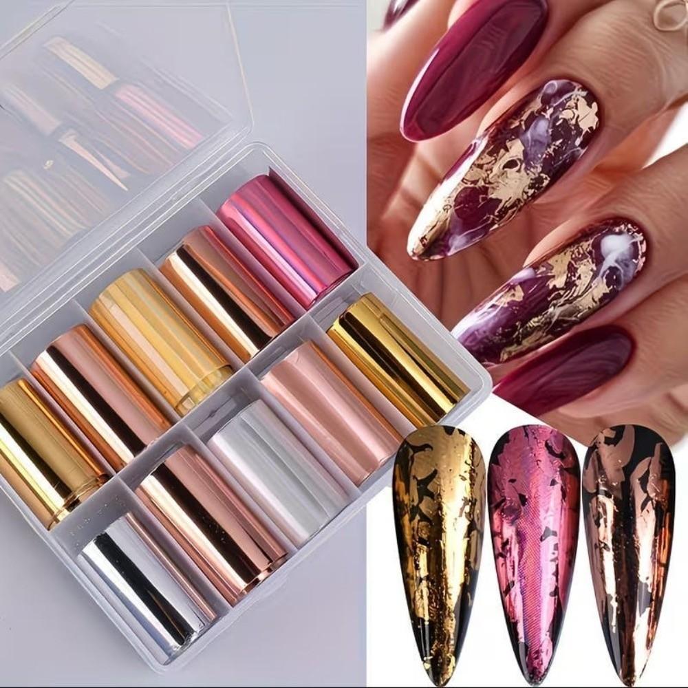 Laser Nail Stickers Gold Rose Gold Nail Art Stickers Professional Nail Decorations  Manicure DIY