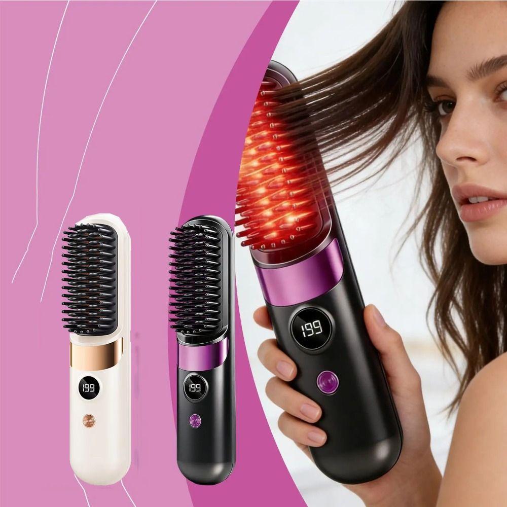 LCD Display Portable Hair Straightener Ceramic Coating Electric Straightening Comb Family Use