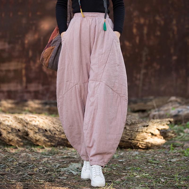 Damen Frühling Baumwolle-Leinen Locker Geschnitten Ramie Laternenhose