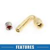 A ABSOPRO Tire Valve Stem Air Inflation Adapter Durable 45 Degree 40mm Long Tire Valve Extension Solid Copper Brass Color