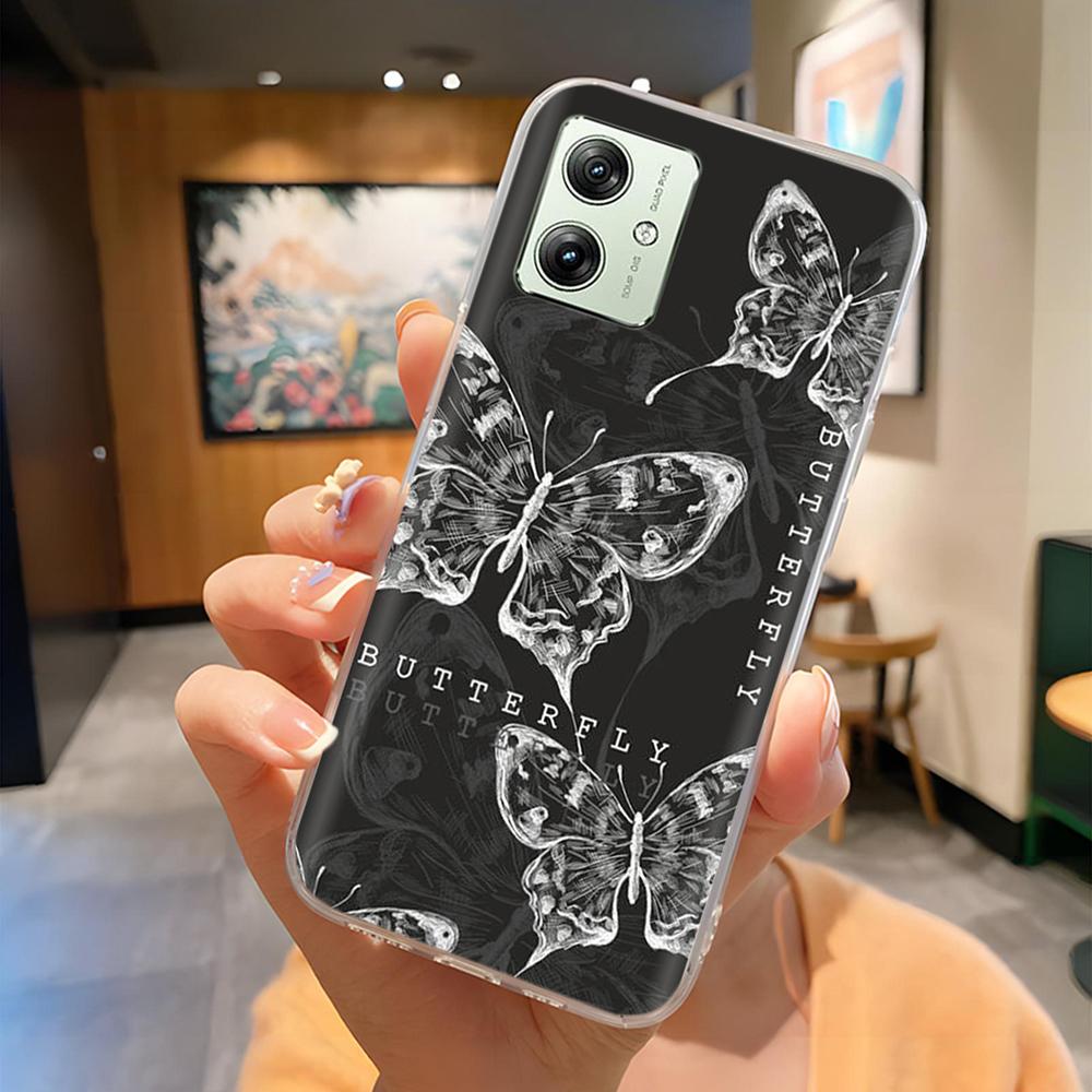 Soft Case For Moto G54 5G Case MotoG54 Silicone Phone Back Cover For Motorola Moto G54 Case XT-2343-1 Flower Love Heart Fundas