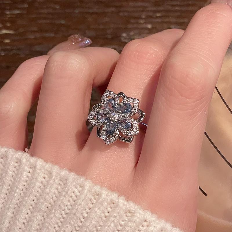 Nine Purple From Fire Niche Rotatable Rotating Petals Purple Zir*****Pen Ring Light Luxury High-End Exquisite Accessories