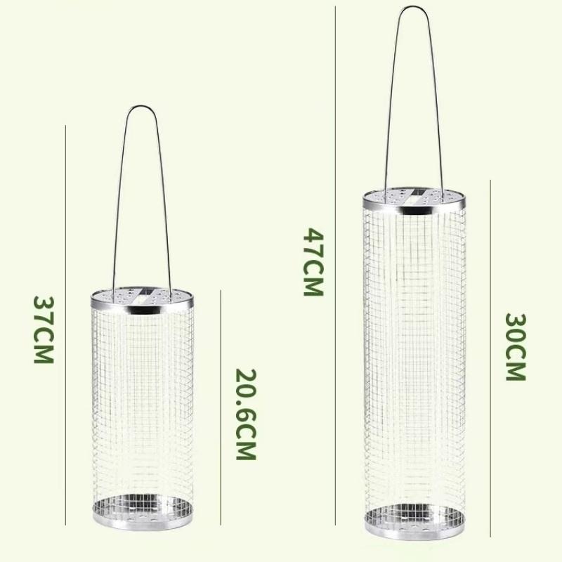 Outdoor Camping Barbecue Grille Stainless Steel Cylinder BBQ Basket Kitchen Potato Fry Gadget Portable Picnic Cookware
