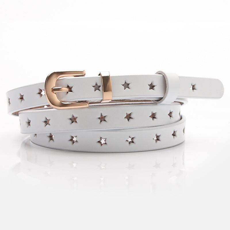 Leather Ladies Belt With Silver Alloy Buckle And Star Accents For Business And Fashion Outfits