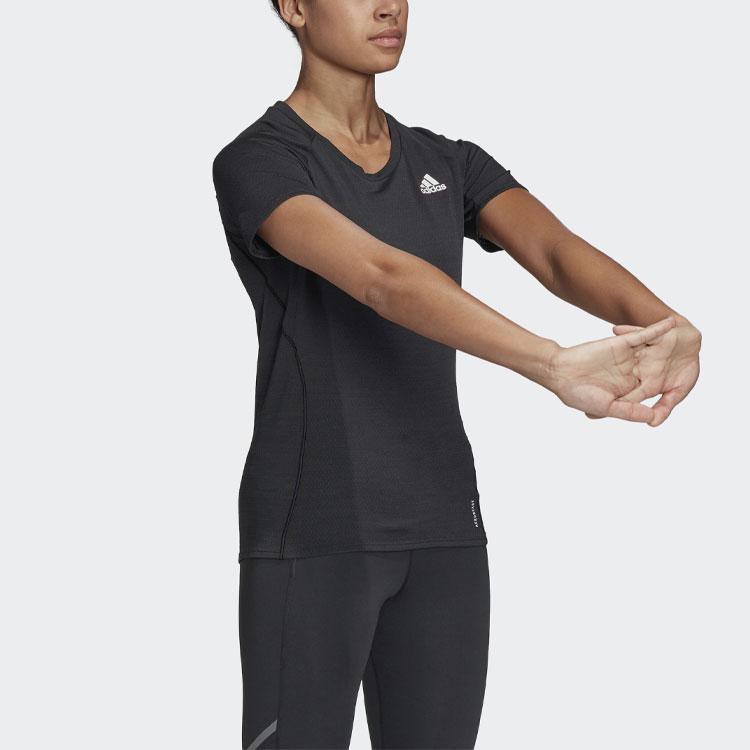 Adidas Adi Runner Tee Running Sportswear Women Tops Black FM7641