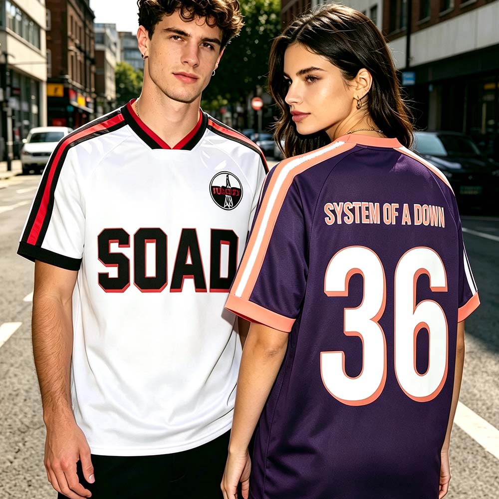 System of A Down Soad Maillot de Football Tournée 2026 Graphique T-shirts de Football Streetwear Manches Raglan Unisexes T-shirts d'Été