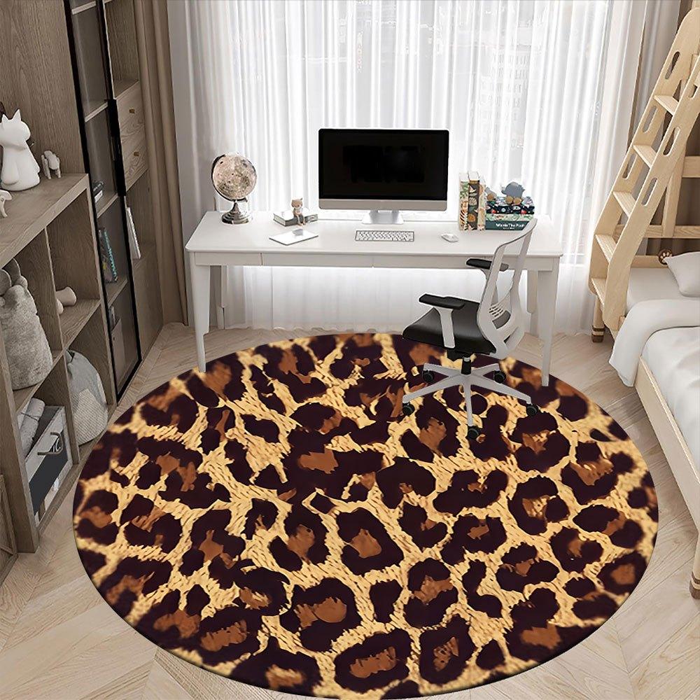 Wildly Stylish: Leopard Print Round StickerRound Non-Slip chair mat chair carpet for office Rugs for Office Decor Gift For Valentine's Day Mother's Da