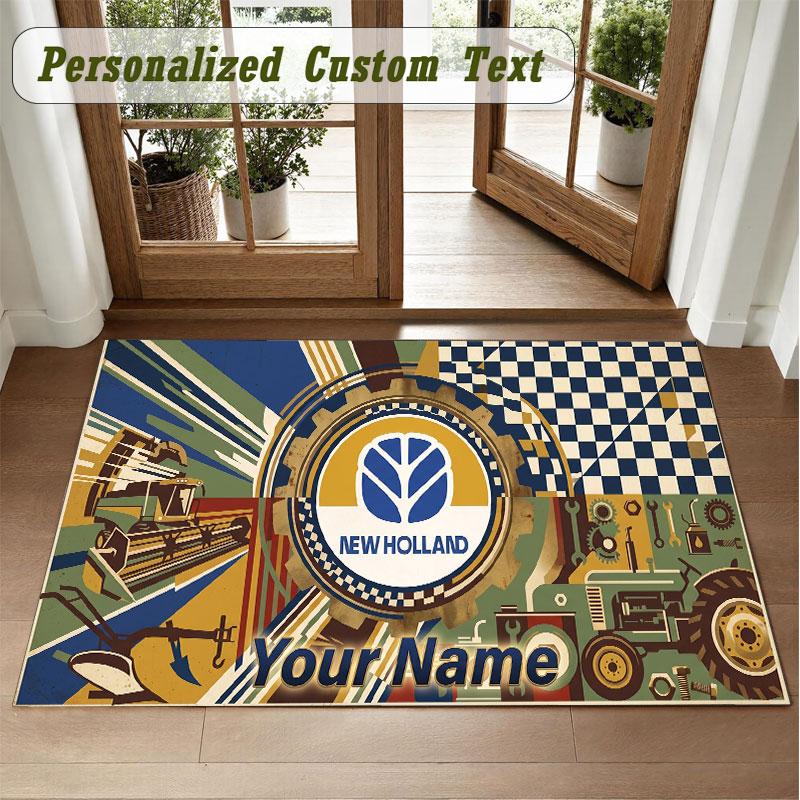 Crystal Velvet Square Rug Custom NameNew Holland Pattern Non Slip Home Floor Decor Rug