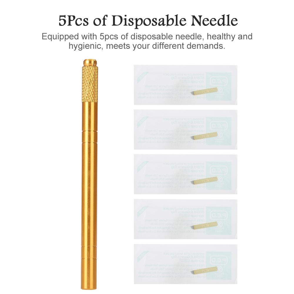 Eyebrow Tattoo Pen Set Manual Microblading Tattoo Eyebrow Pen with 5Pcs Disposable Needle
